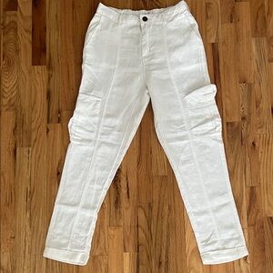 Nicole Miller Linen White Cargo Pants